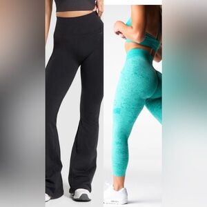 GYM BUNDLE- Gymshark Women's Black Flare Pants, NVGT Seamless Leggings